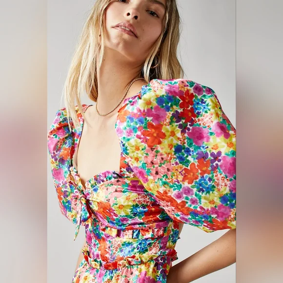 For Love And Lemons Merrill Puff Sleeve Mini Dress - Picture 3 of 14